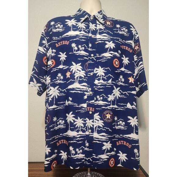 Reyn Spooner Aloha Shirt Baseball Edition Houston Astros Short Sleeve Size Large - Picture 1 of 5